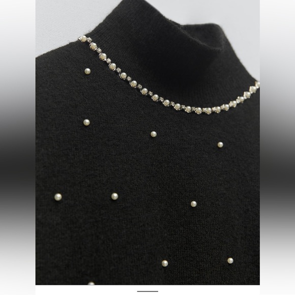 ZARA BLOGGERS FAV PEARL TRIM MINI DRESS - Picture 9 of 10